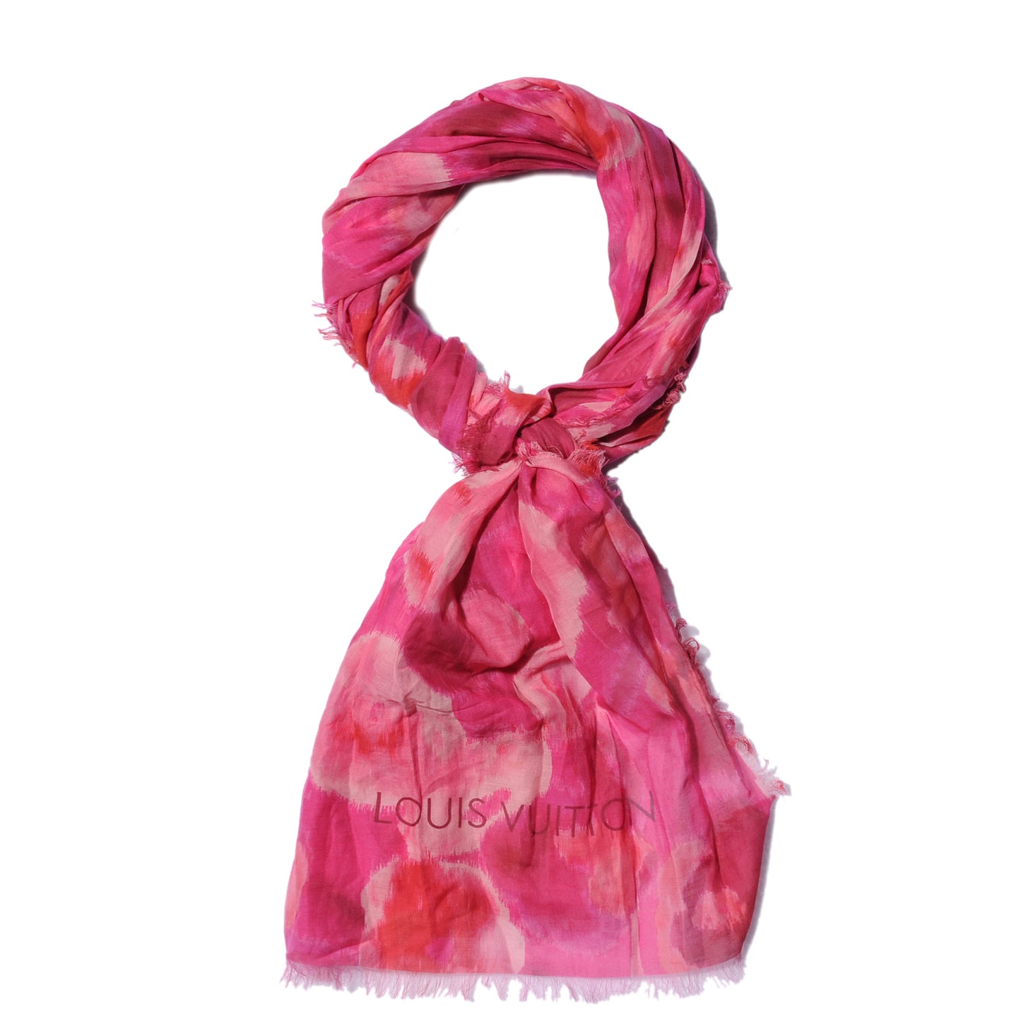 Cotton Silk Ikat Pareo Scarf Rose Indien