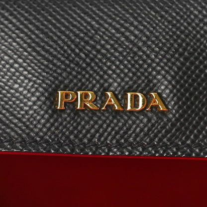 Prada Saffiano Cuir Medium Double Bag Black Fuoco 7 of 9