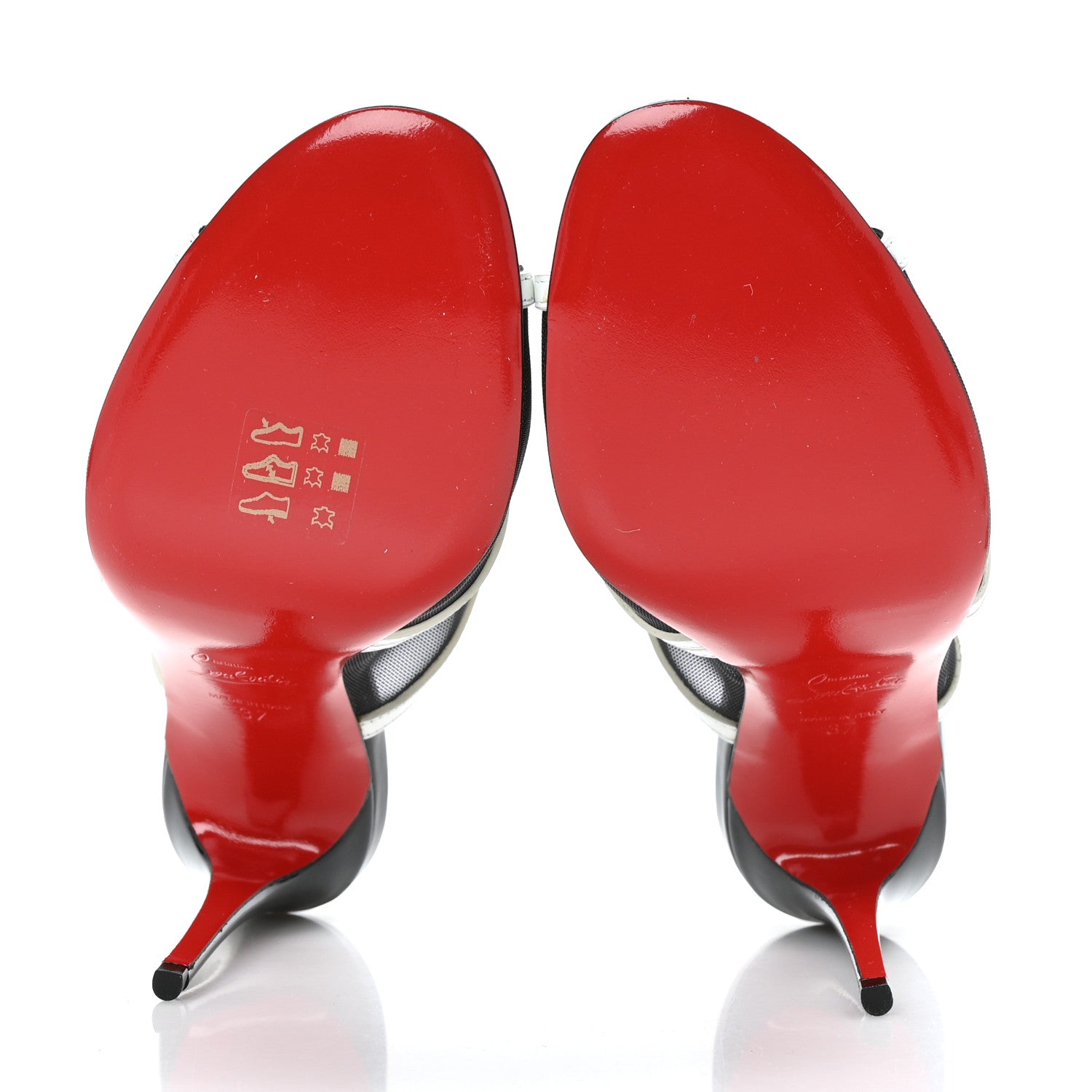 Christian Louboutin Rete Calfskin Interdite 100 Mule 37 Black White 6 of 7