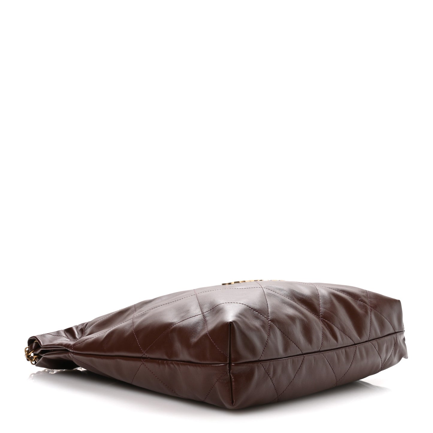Shiny Calfskin Quilted Chanel 22 Dark Brown