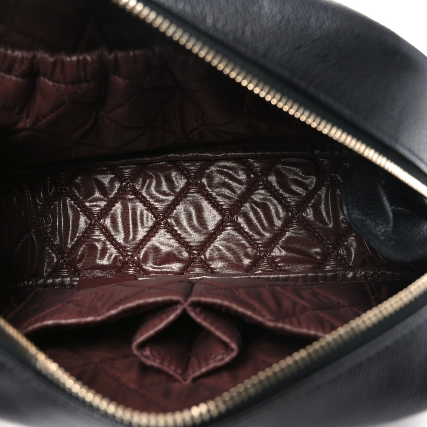 Caviar Quilted Medium Curvy Pouch Cosmetic Case Black