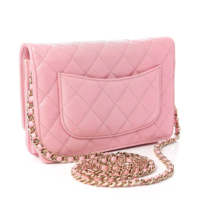 Chanel Iridescent Caviar Quilted Wallet on Chain WOC Rose Pink 3 of 12