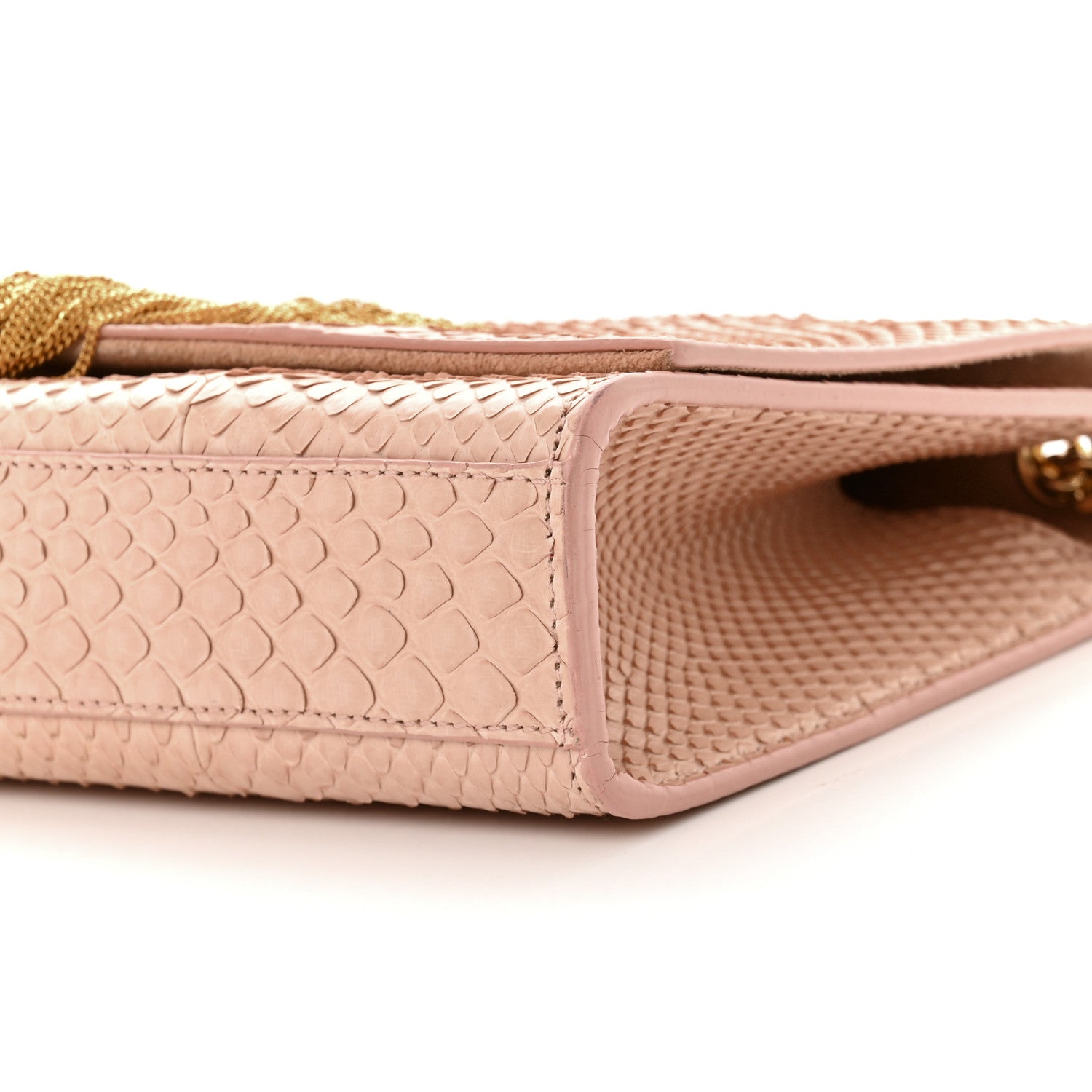 Saint Laurent Snakeskin Medium Classic Monogram Kate Tassel Satchel Beige 9 of 13