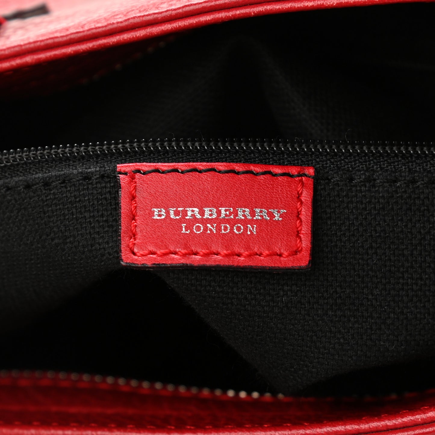 Grainy Calfskin House Check Horn Toggle Tote Red