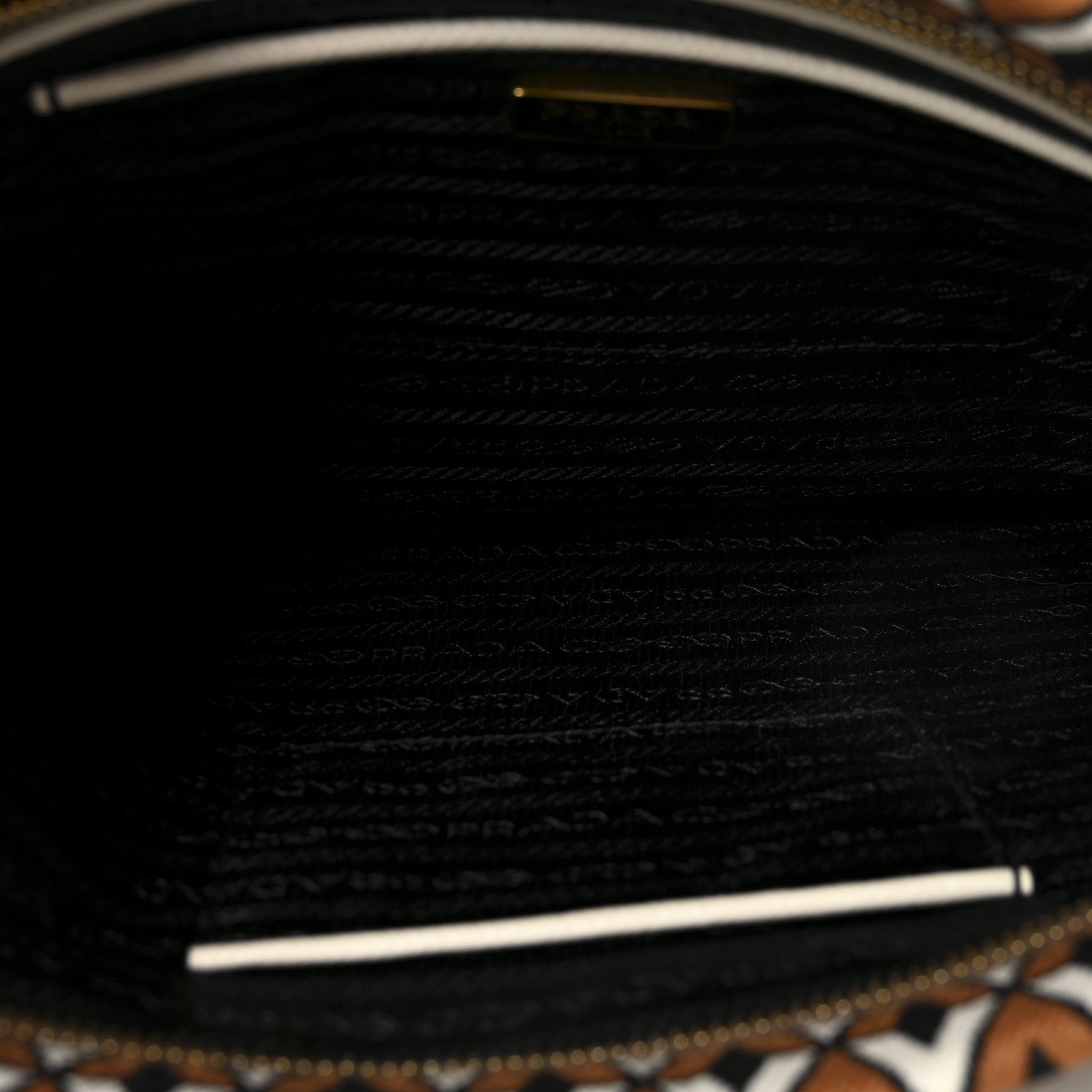 Prada Tessuto Jacquard Printed Large Clutch Brown Black White 5 of 6
