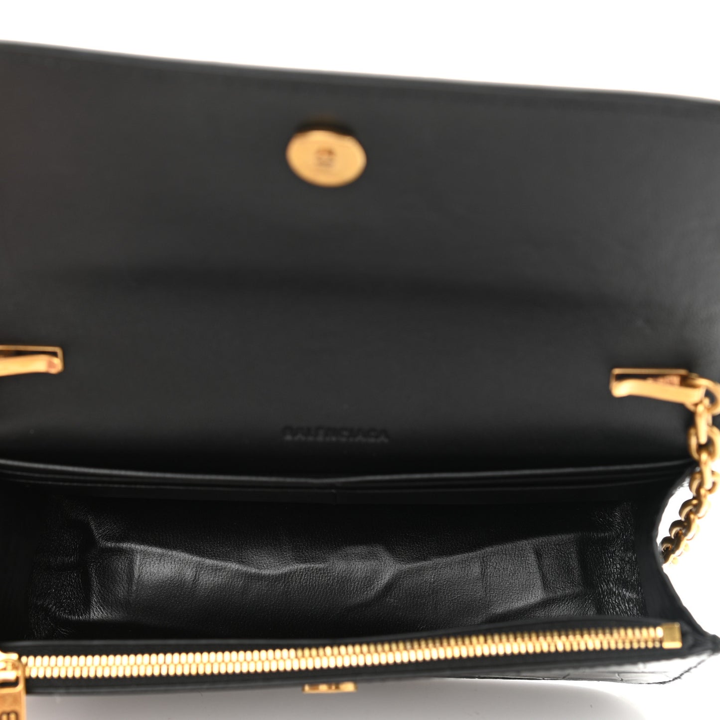 Extra Supple Calfskin Crocodile Embossed Gossip Wallet On Chain Black