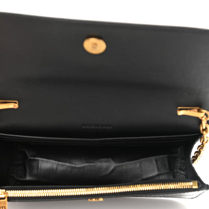 Balenciaga Extra Supple Calfskin Crocodile Embossed Gossip Wallet On Chain Black 5 of 10