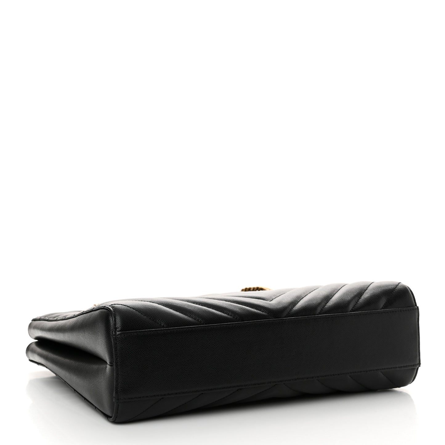 Grain de Poudre Matelasse Chevron Medium Tribeca Shopping Bag Black