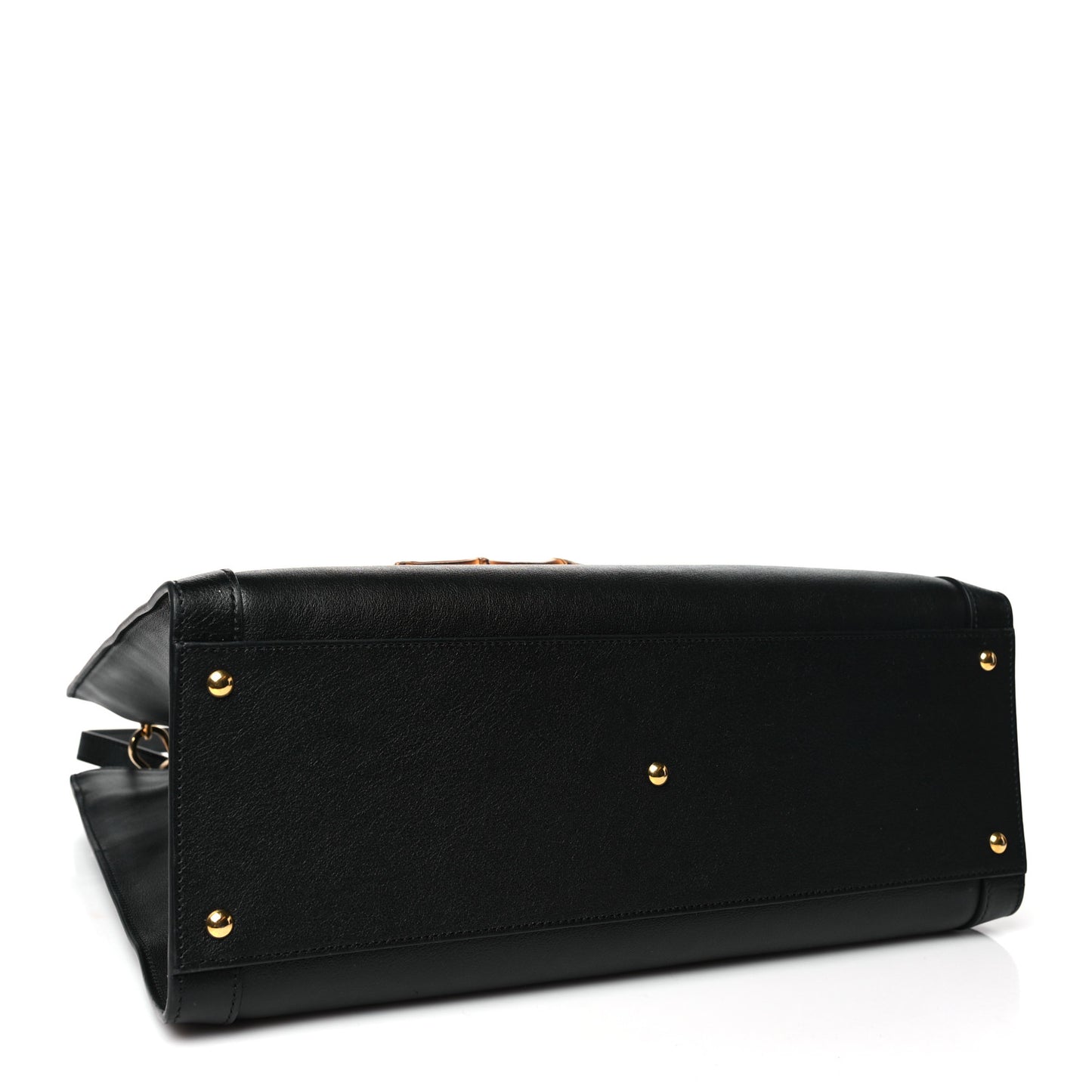 Calfskin Medium Diana Tote Bag Black Yellow Fluo