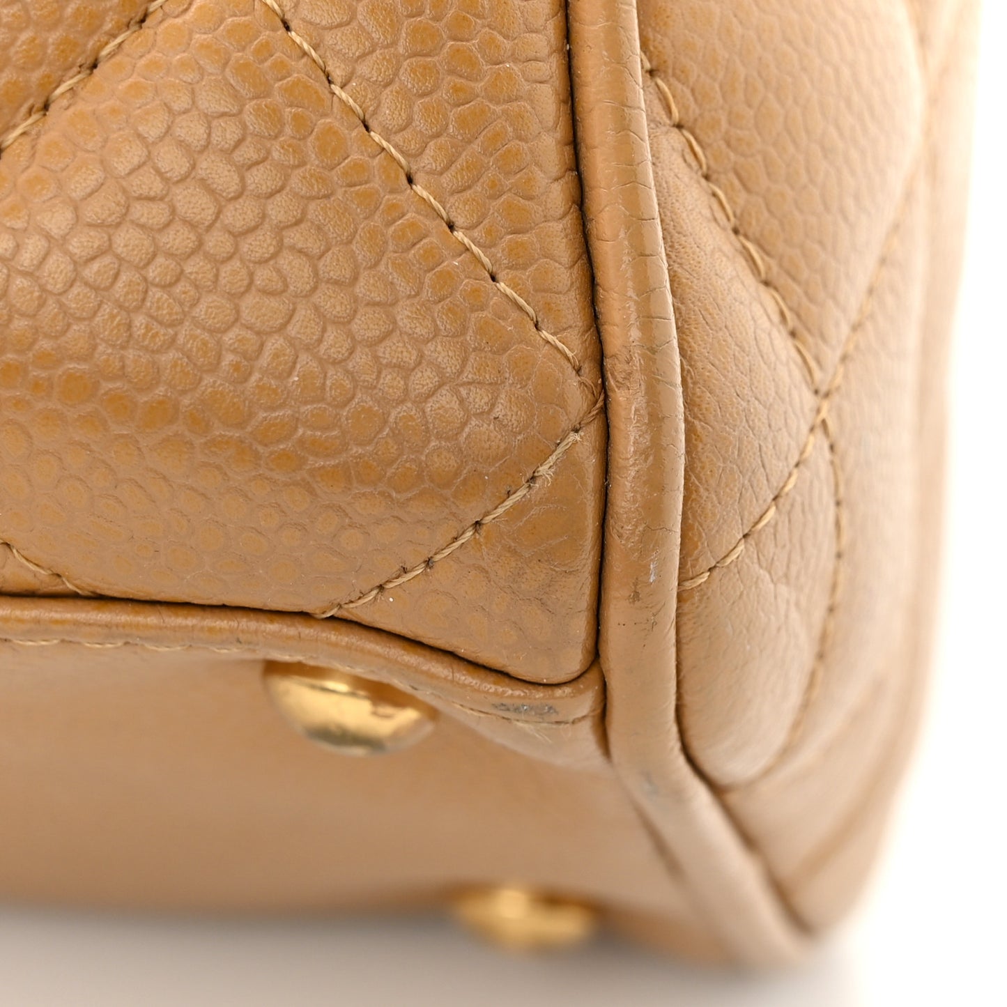 Caviar Quilted Large Bowler Bag Beige