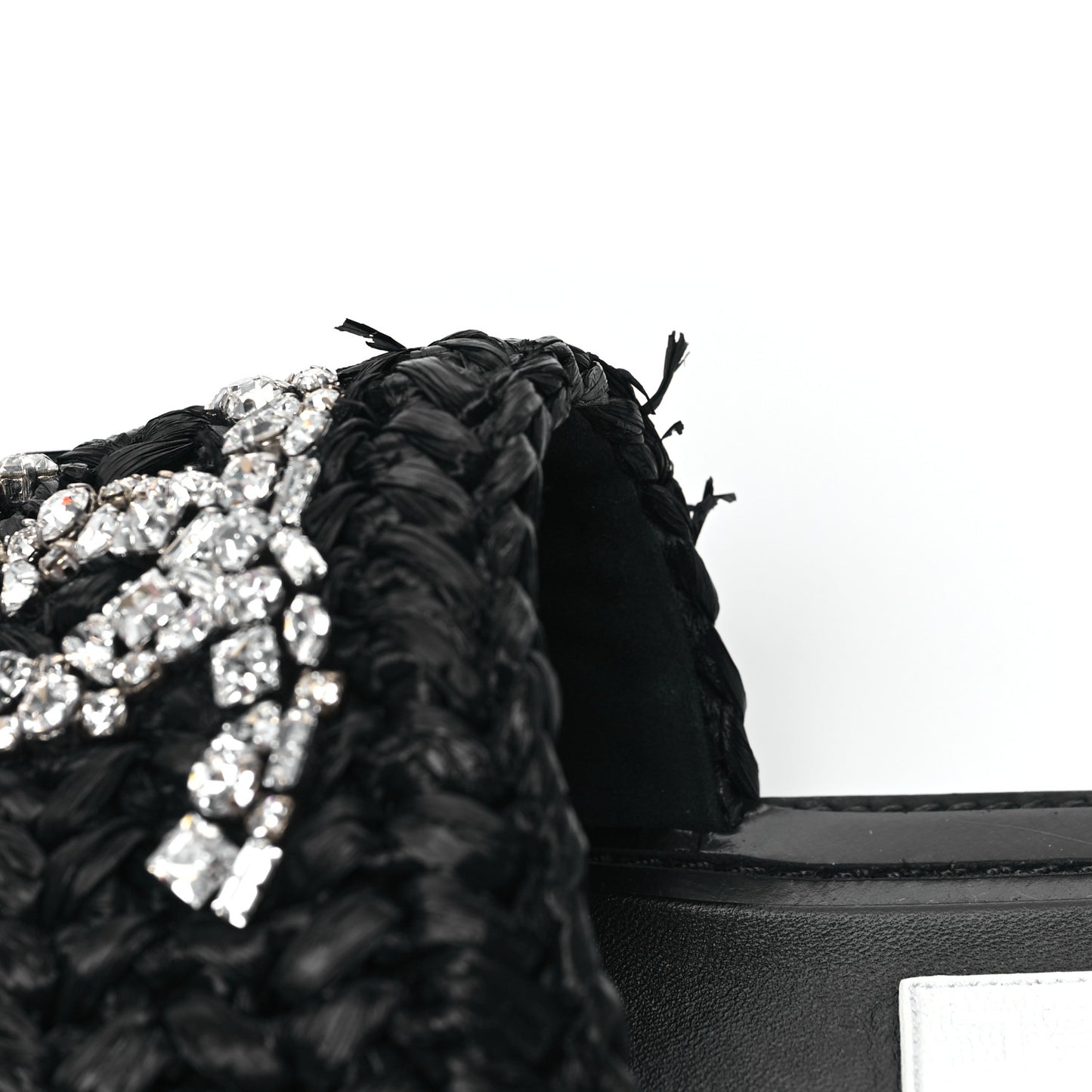 Raffia Crystal CC Mules Sandals 39 Black