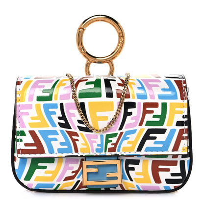 Fendi X SARAH COLEMAN Vitello Liberty Ceylon Micro FF Fish Eye Embossed Nano Baguette Charm Multicolor Cyber Blue 1 of 8