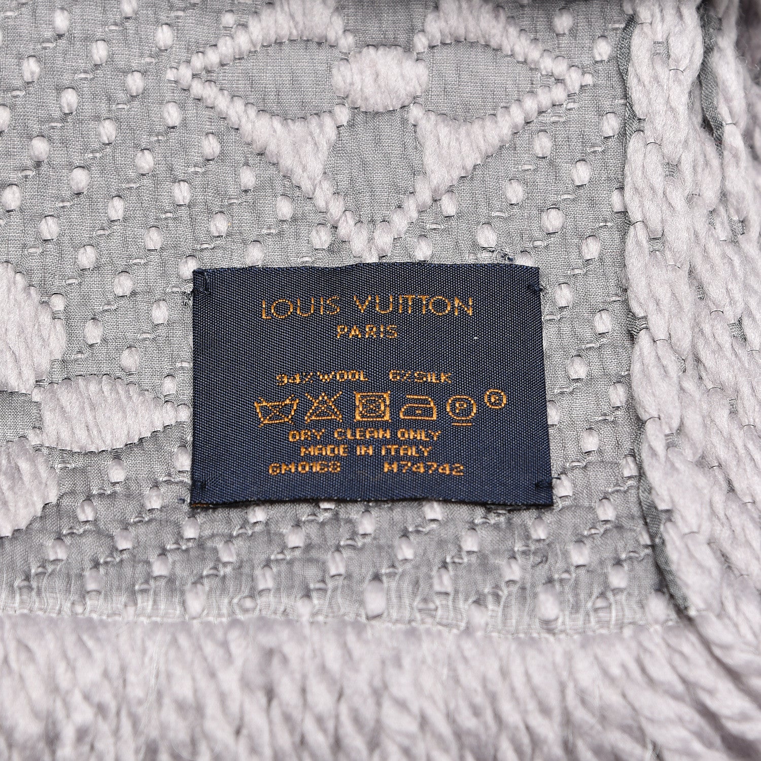 Louis Vuitton Wool Silk Logomania Scarf Pearl Grey 4 of 4