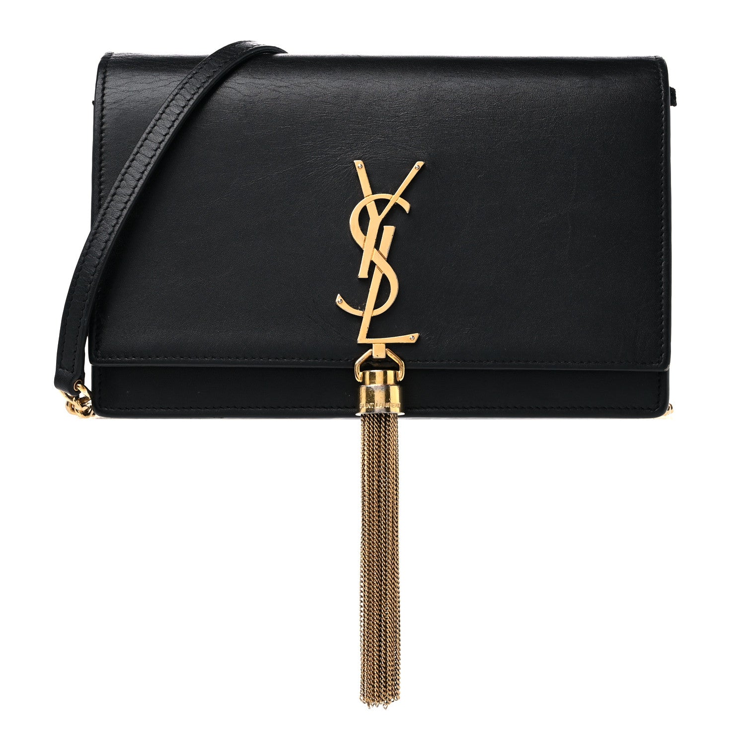 Saint Laurent Smooth Calfskin Classic Monogram Kate Tassel Chain Wallet Black 1 of 14