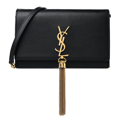 Saint Laurent Smooth Calfskin Classic Monogram Kate Tassel Chain Wallet Black 1 of 14
