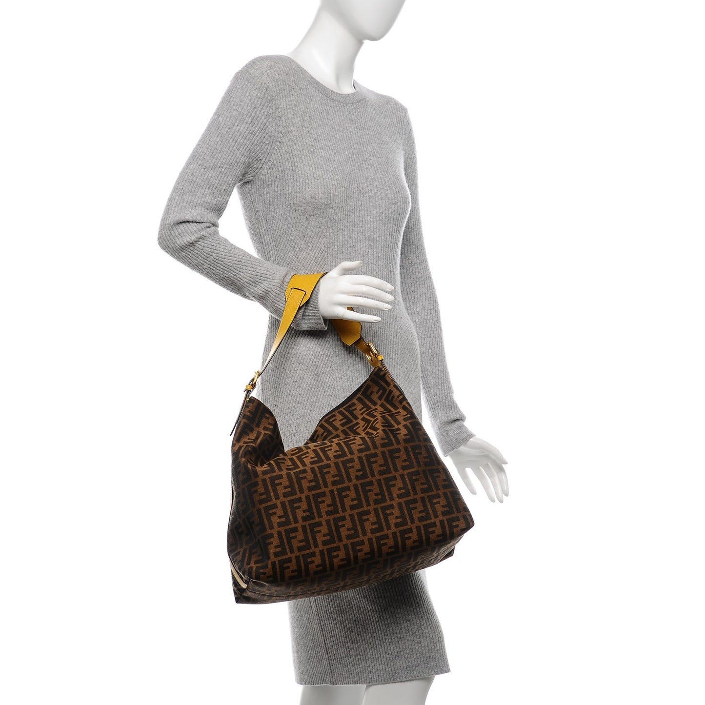 Zucca Vitello Elite Large Hobo Tobacco Ocra Moro Black