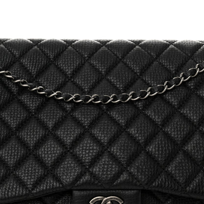 Chanel Grained Calfskin Quilted Small XXL Travel Flap Bag Black 8 of 11