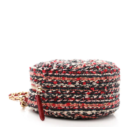 Chanel Tweed Quilted Round Clutch With Chain Red 4 of 10