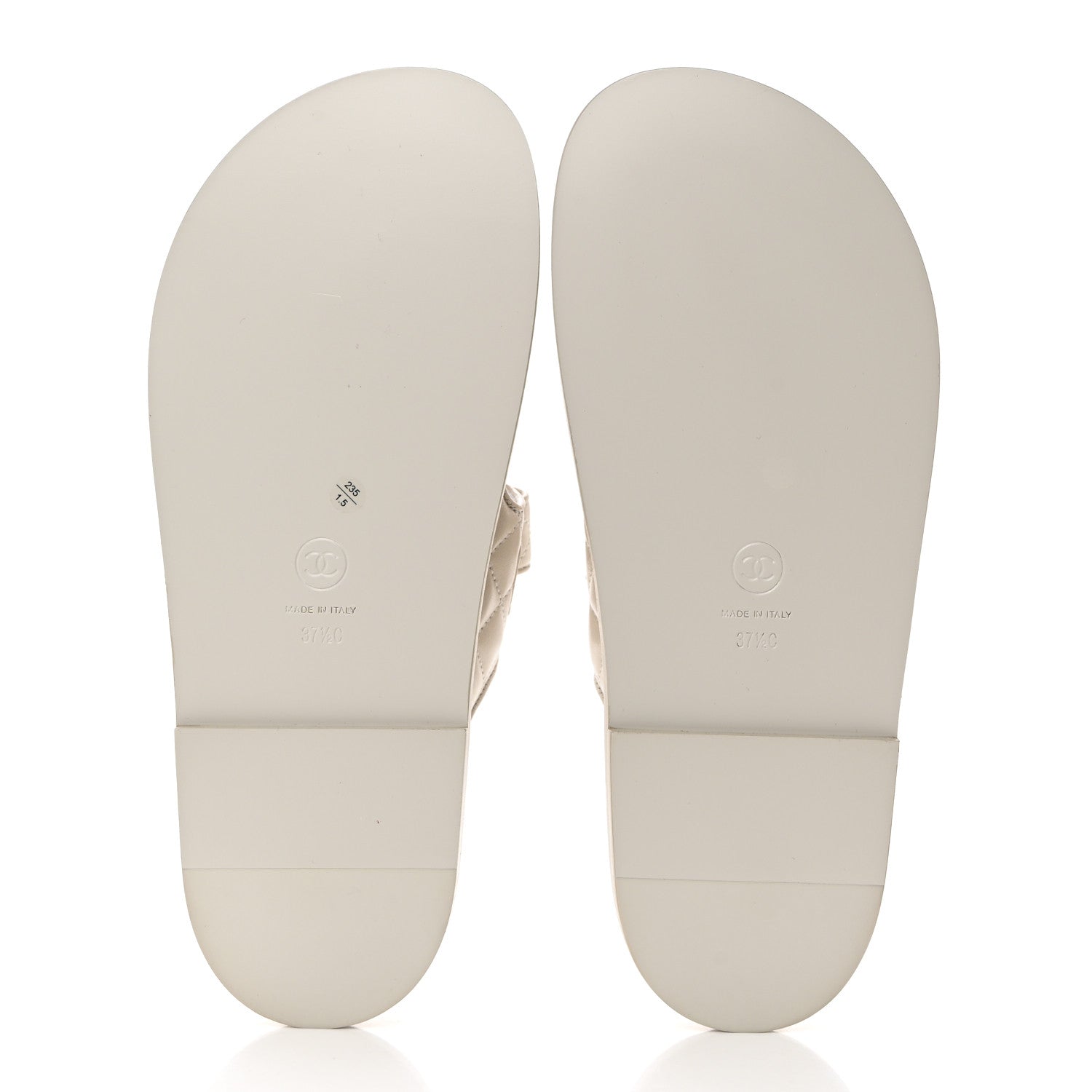Chanel Laminated Lambskin Quilted Velcro Dad Sandals 37.5 White 5 of 8