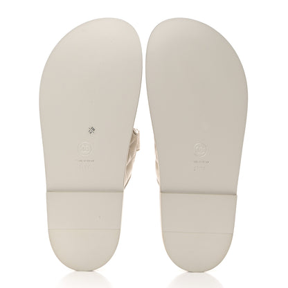 Chanel Laminated Lambskin Quilted Velcro Dad Sandals 37.5 White 5 of 8