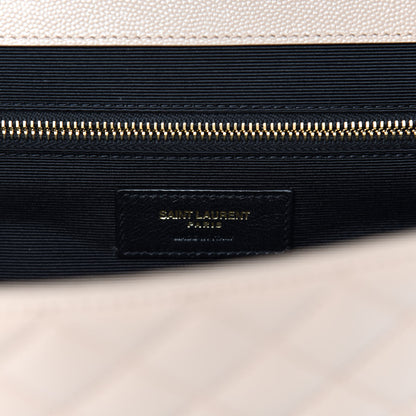 Saint Laurent Grain De Poudre Mixed Matelasse Large Triquilt Monogram Satchel Dark Beige 6 of 11