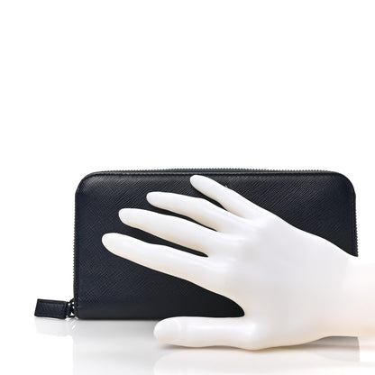 Prada Saffiano Zip Around Wallet Baltico 2 of 6