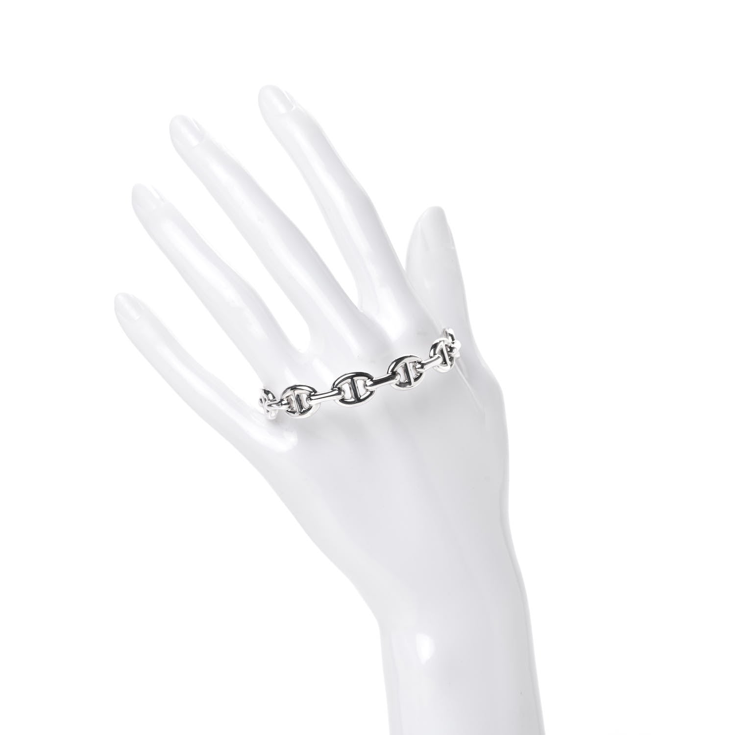 Hermes Sterling Silver MM Chaine d'Ancre Enchainee Cuff Bracelet LG 2 of 5
