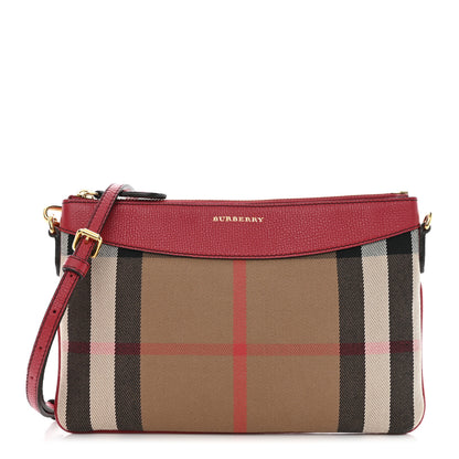 Burberry House Check Derby Peyton Crossbody Clutch Bag Red 1 of 9