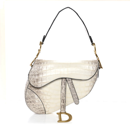 Christian Dior Niloticus Crocodile Himalaya Saddle Bag Latte 1 of 9