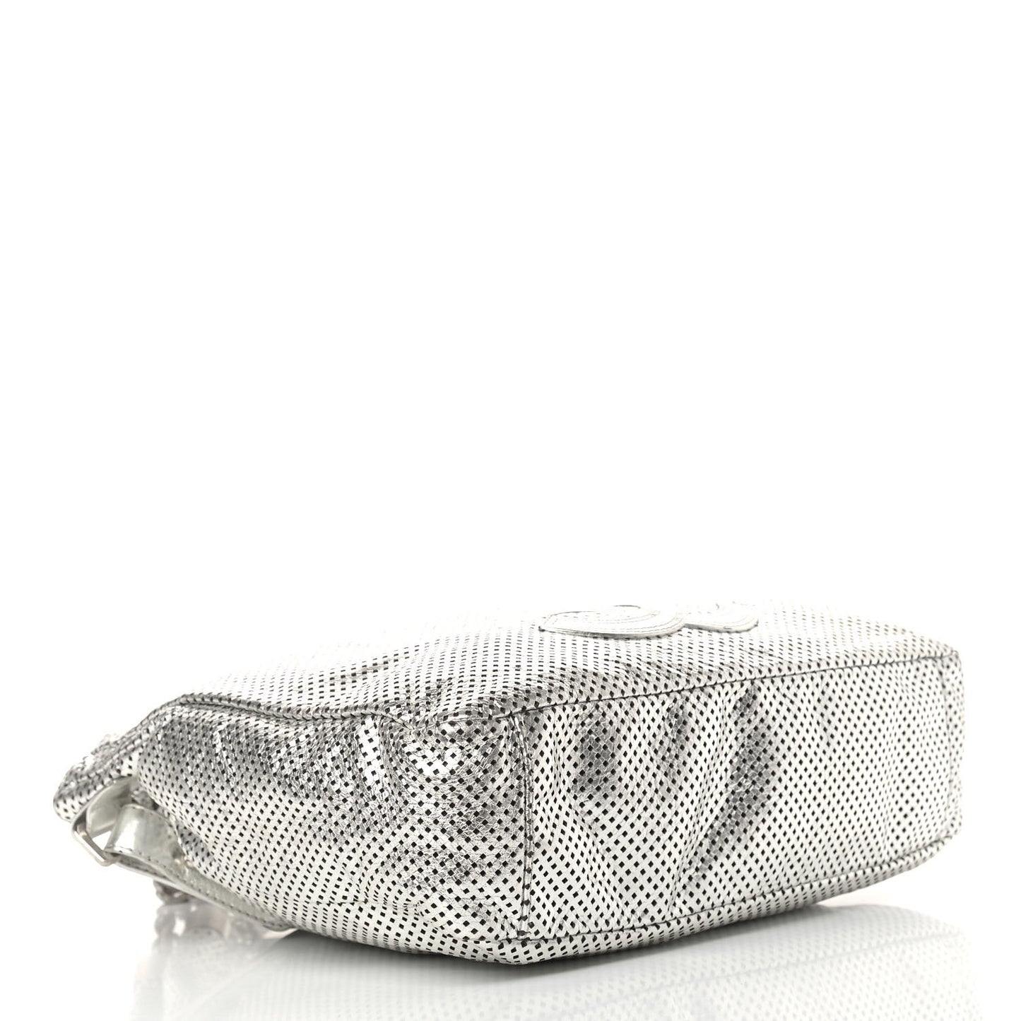 Metallic Glazed Calfskin Perforated Medium Rodeo Drive Tote Silver