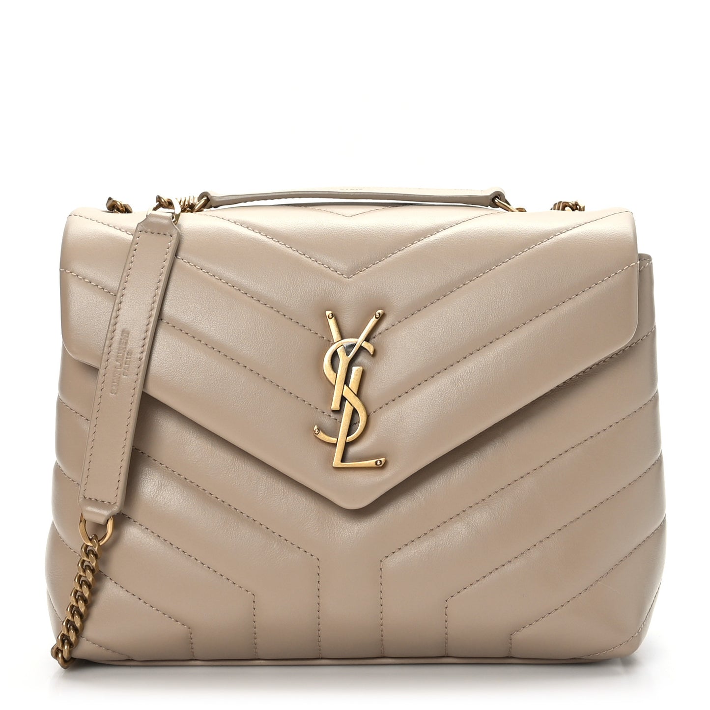 Calfskin Y Quilted Monogram Small Loulou Chain Satchel Dark Beige