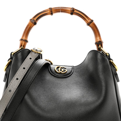 Gucci Softy Wonka Textured Dollar Calfskin Small Diana Bamboo Shoulder Bag Black 9 of 9