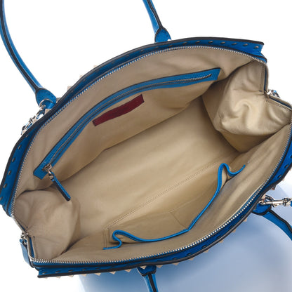 Valentino Garavani Vitello Rockstud Dome Shopper Blue Fluo 6 of 9