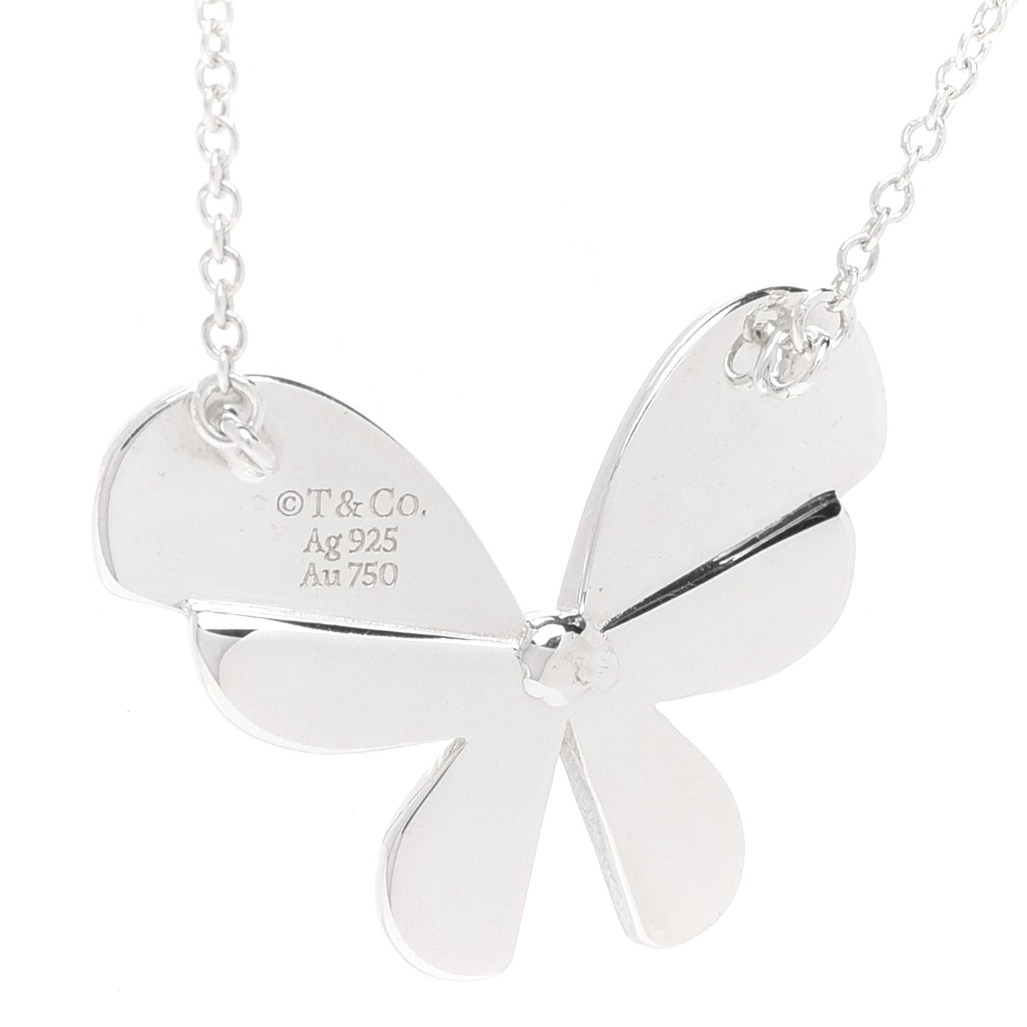 Sterling Silver 18K Rose Gold Return to Tiffany Love Bugs Butterfly Pendant Necklace
