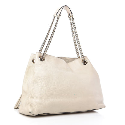 Gucci Pebbled Calfskin Medium Soho Chain Shoulder Bag Off White 3 of 11