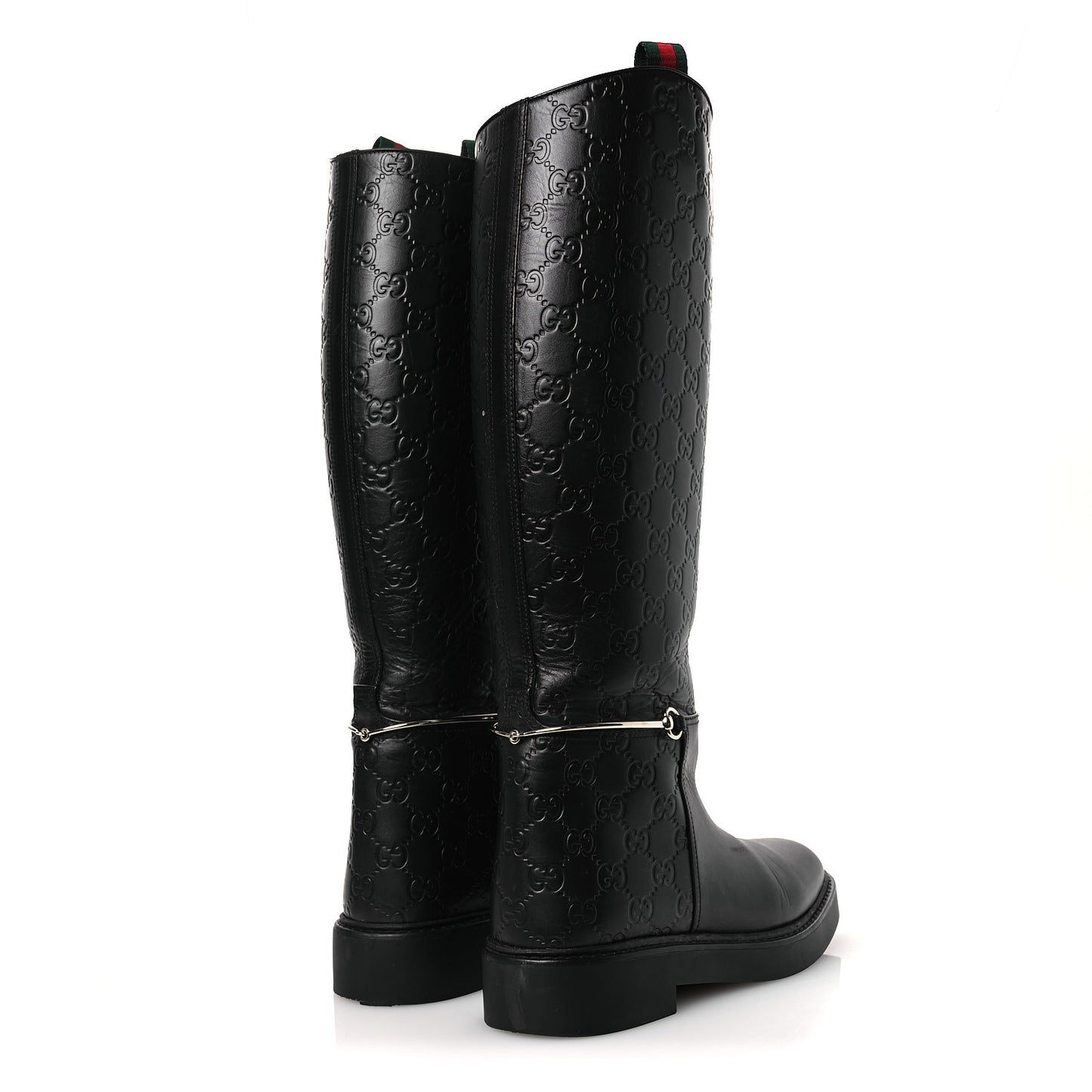 Guccissima Real Betis Glamour Calfskin Michelangelo Slim Horsebit Riding Boots 39.5 Black