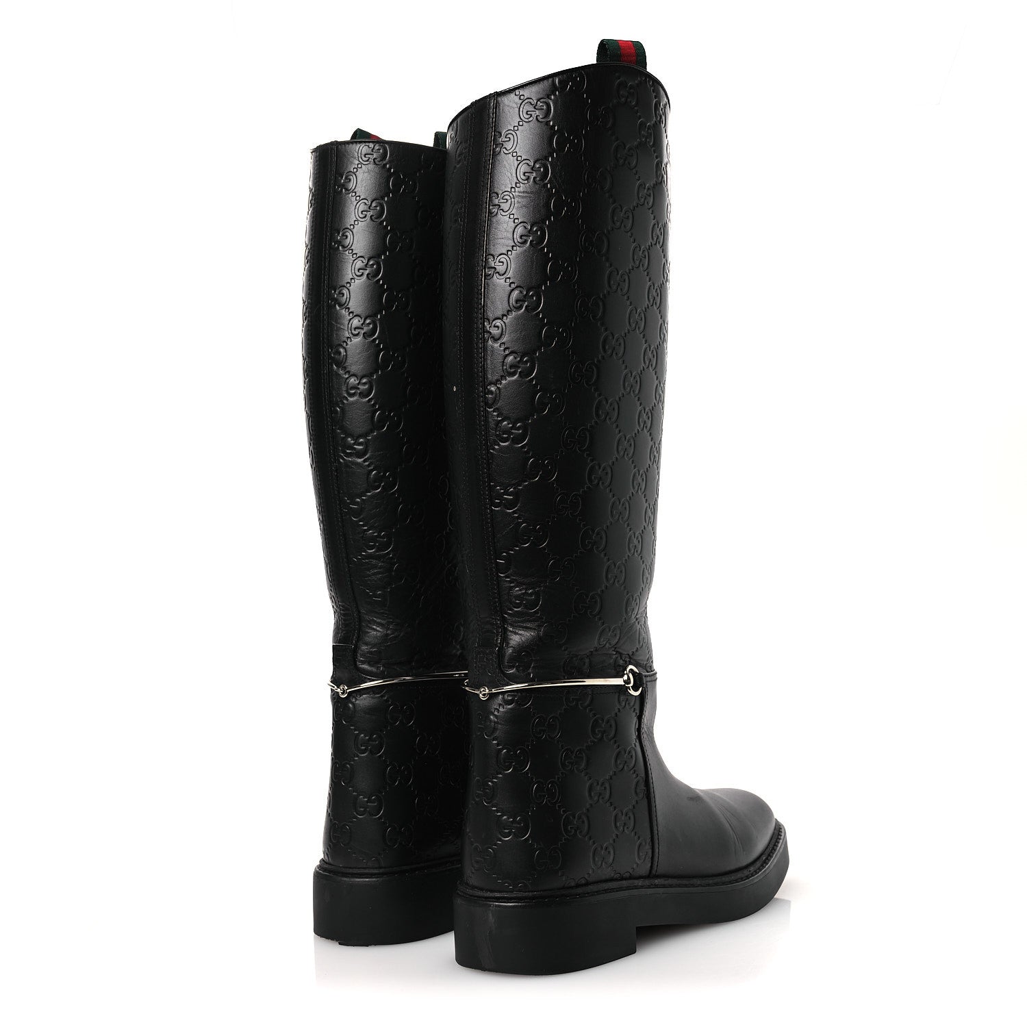 Gucci Guccissima Real Betis Glamour Calfskin Michelangelo Slim Horsebit Riding Boots 39.5 Black 5 of 15