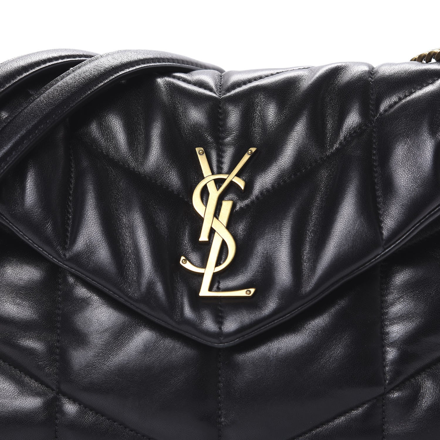 Saint Laurent Lambskin Quilted Small Loulou Puffer Monogram Chain Satchel Black 7 of 9
