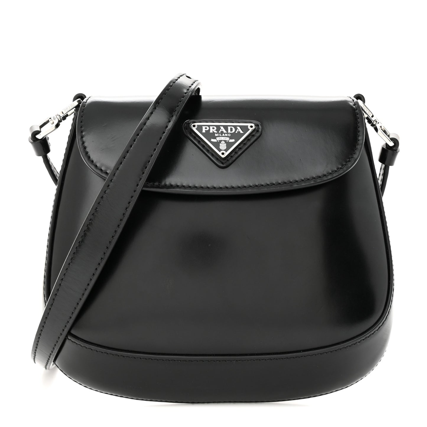 Spazzolato Mini Cleo Flap Adjustable Strap Shoulder Bag Black