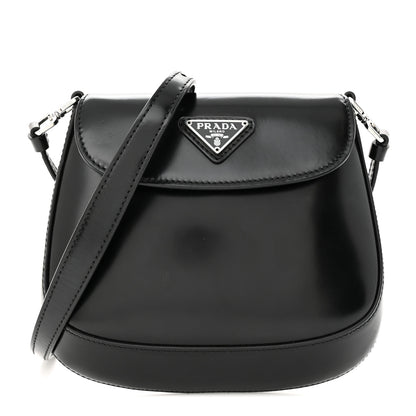 Prada Spazzolato Mini Cleo Flap Adjustable Strap Shoulder Bag Black 1 of 13