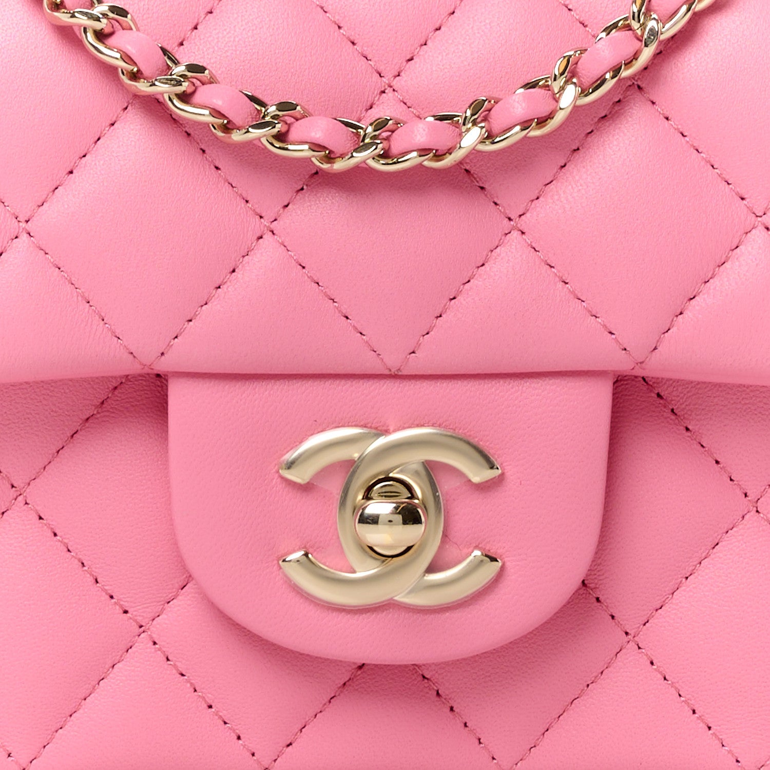Chanel Lambskin Quilted Mini Top Handle Rectangular Flap Pink 9 of 11
