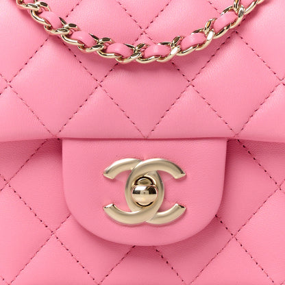Chanel Lambskin Quilted Mini Top Handle Rectangular Flap Pink 9 of 11