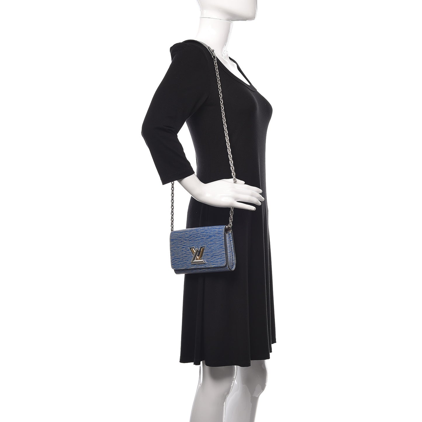 Epi Twist Chain Wallet Denim Light