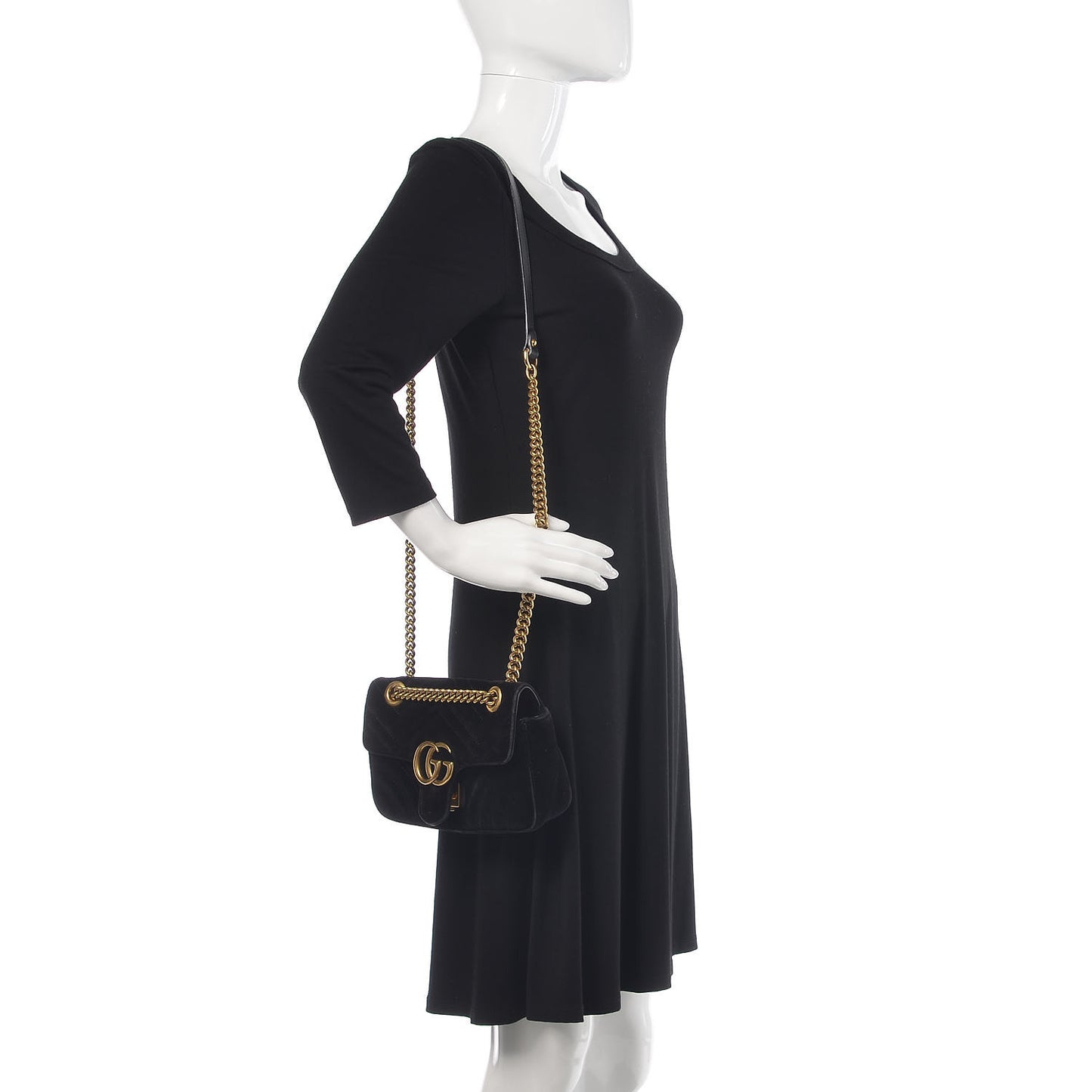 Velvet Matelasse Mini GG Marmont Shoulder Bag Black
