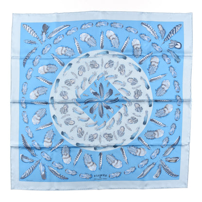 Hermes Silk Plumes II Scarf 90 Bleu Glacier Azur Ardoise 1 of 5