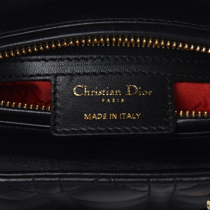 Christian Dior Lambskin Cannage Medium Lady Dior Black 9 of 11