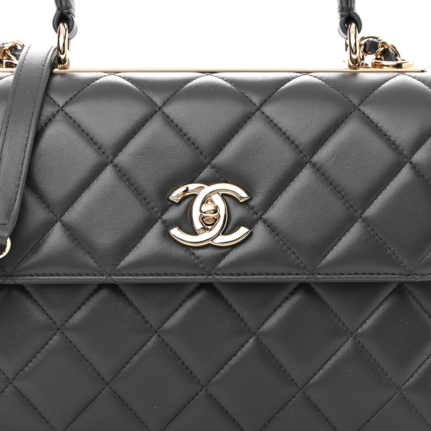 Lambskin Quilted Small Trendy CC Dual Handle Flap Bag Dark Grey