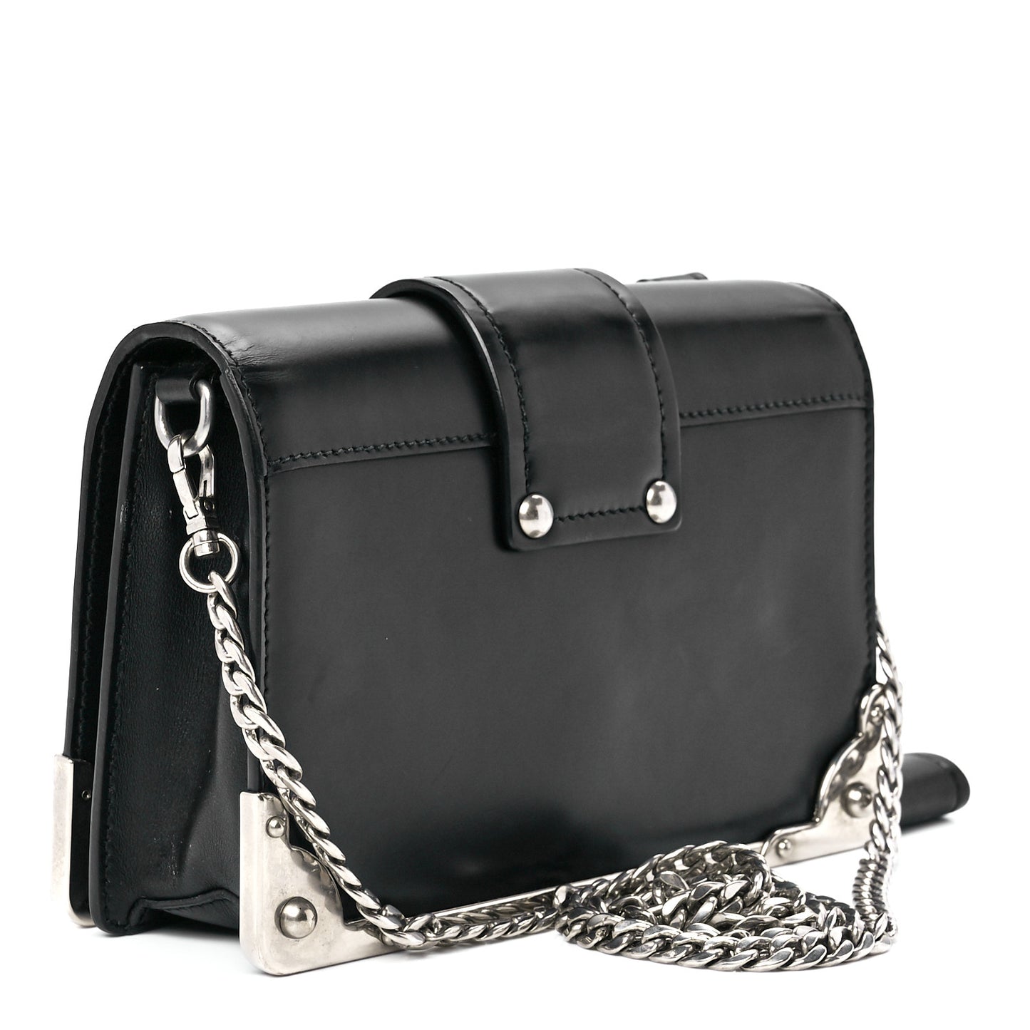 City Calfskin Cahier Chain Wristlet Clutch Black