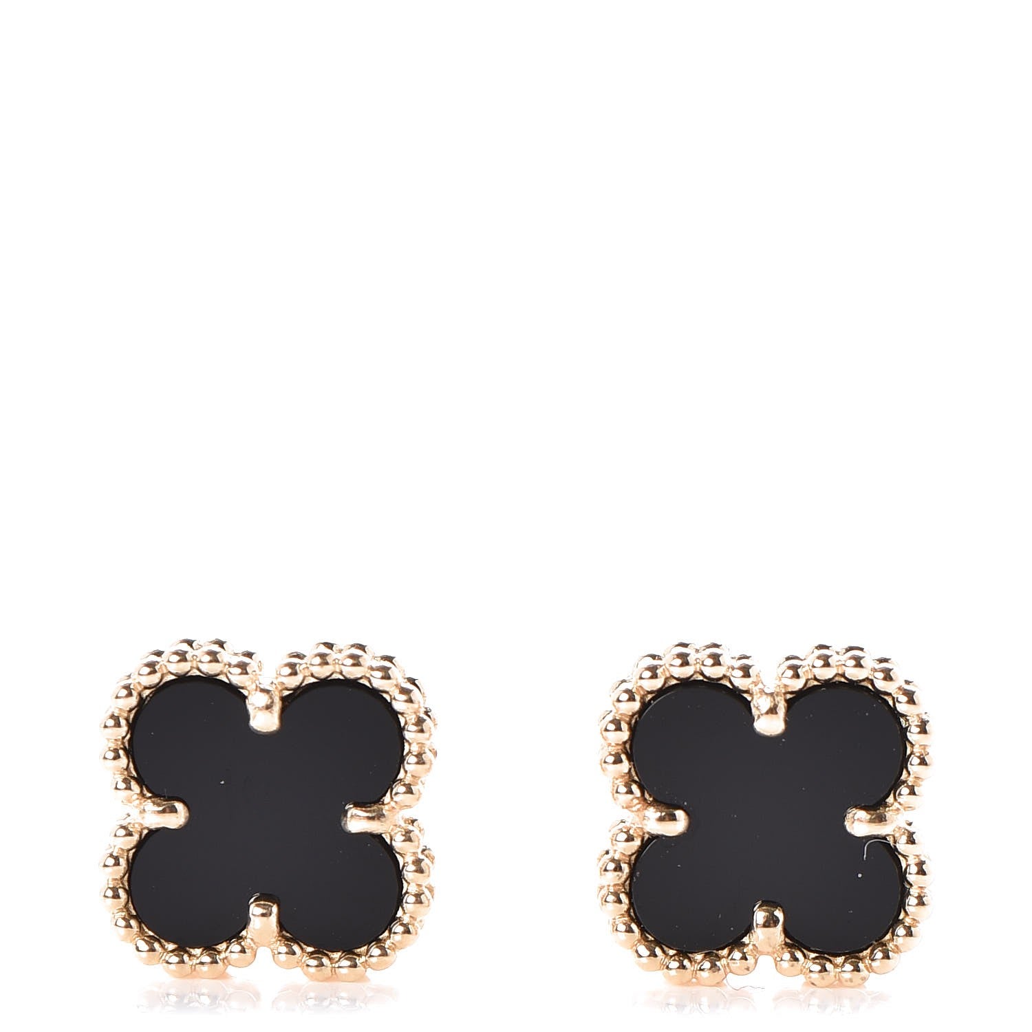 Van Cleef & Arpels 18K Yellow Gold Black Onyx Sweet Alhambra Earrings 1 of 5