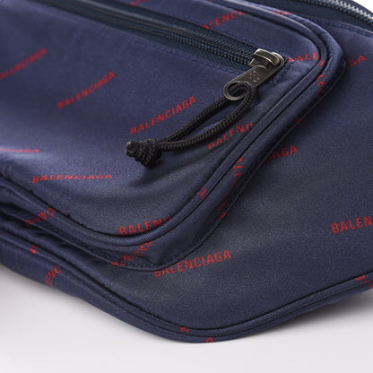 Balenciaga Twill Nylon Allover Logo Explorer Beltpack Bleu Canopee Rouge 9 of 9